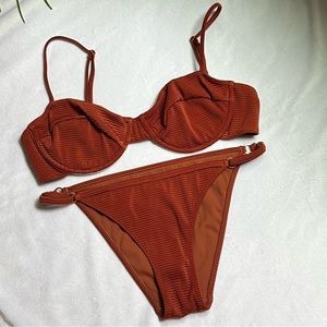 LA Hearts - burnt orange ribbed bikini set ❤️‍🔥💦